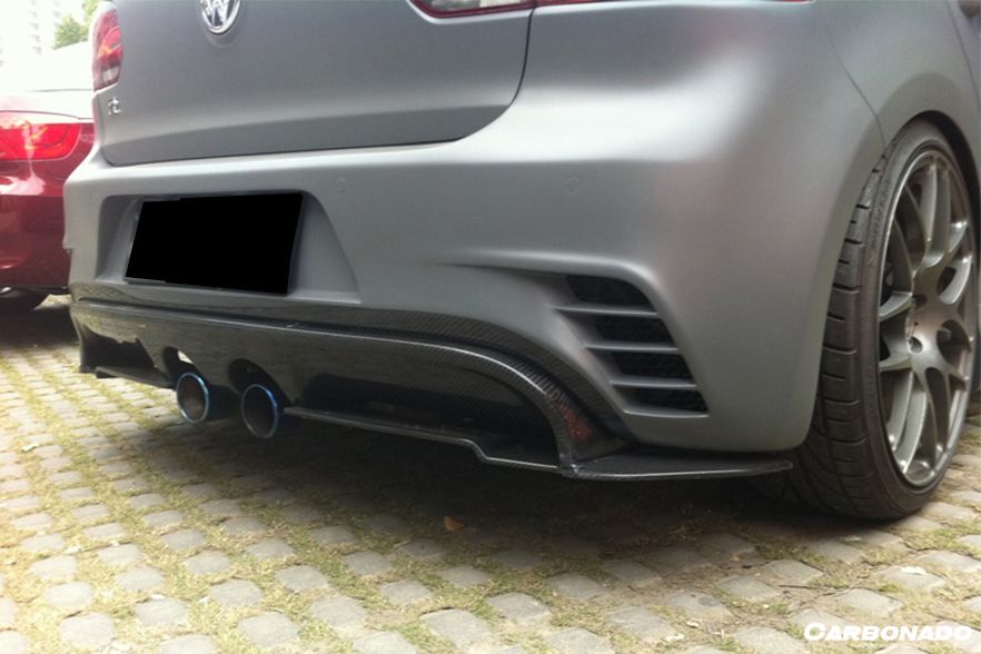 2010-2013 Volkswagen Golf 6 R20 GTI Rz Style Rear Bmper (Mid Exhaust) - Carbonado Aero