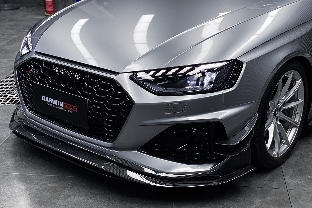 2020-2022 Audi RS4 B9.5 BKSS Style Carbon Fiber Front Bumper Canards - DarwinPRO Aerodynamics