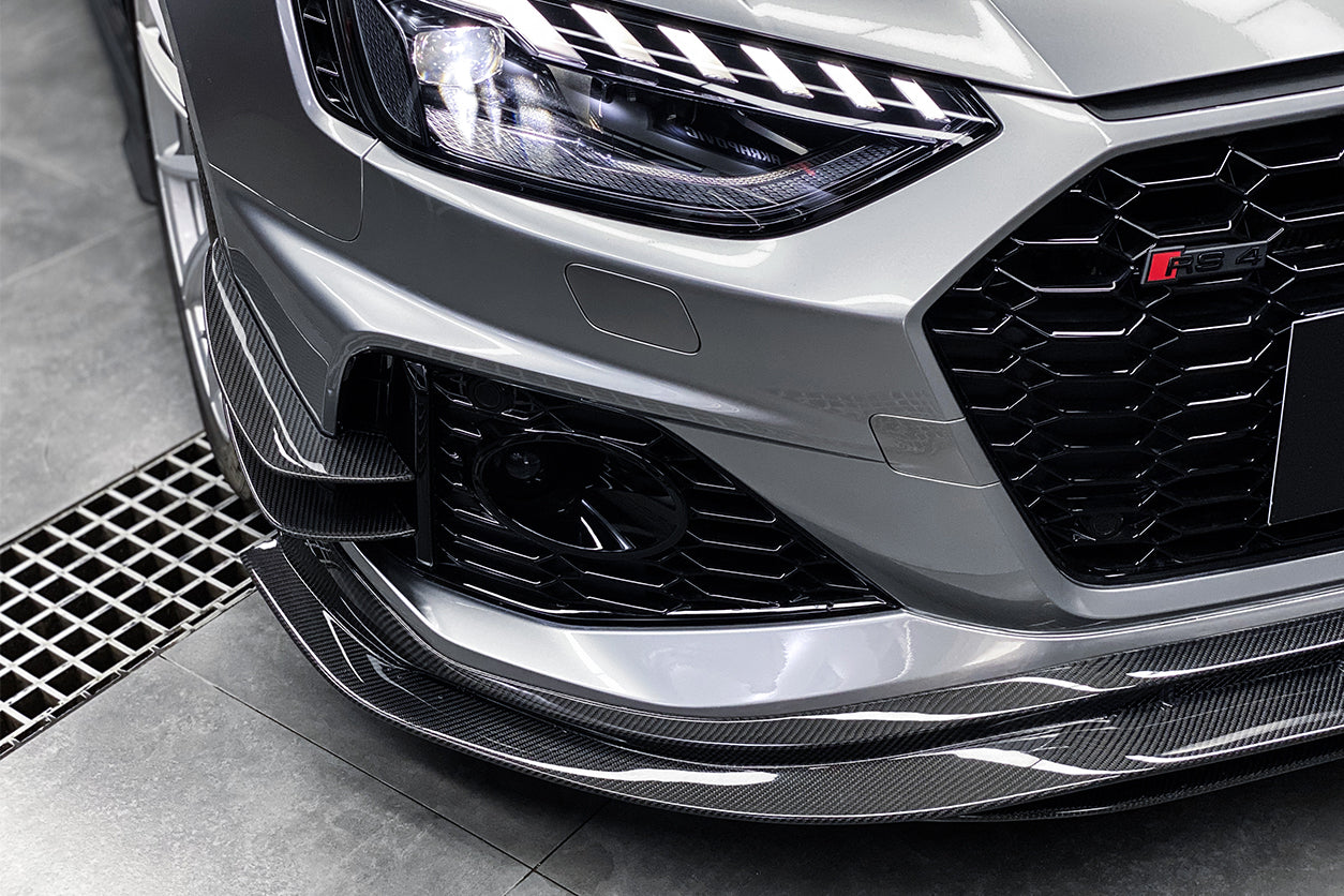 2020-2022 Audi RS4 B9.5 BKSS Style Carbon Fiber Front Bumper Canards - DarwinPRO Aerodynamics
