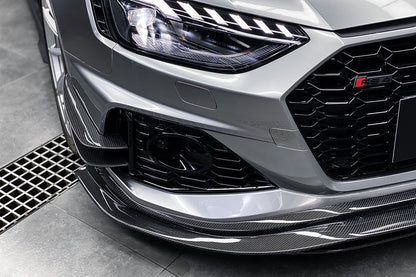 2020-2022 Audi RS4 B9.5 BKSS Style Carbon Fiber Front Bumper Canards - DarwinPRO Aerodynamics