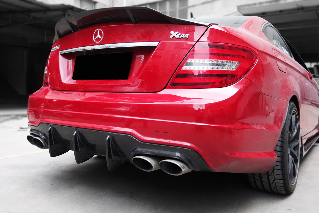 2012-2014 Mercedes Benz W204 C Class & C63 AMG Carbon Fiber Rear Lip Diffuser - Carbonado