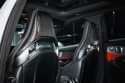2015-2018 Mercedes Benz C63/S/CLA45 AMG Sedan Carbon Fiber Seat-back Cover - DarwinPRO Aerodynamics