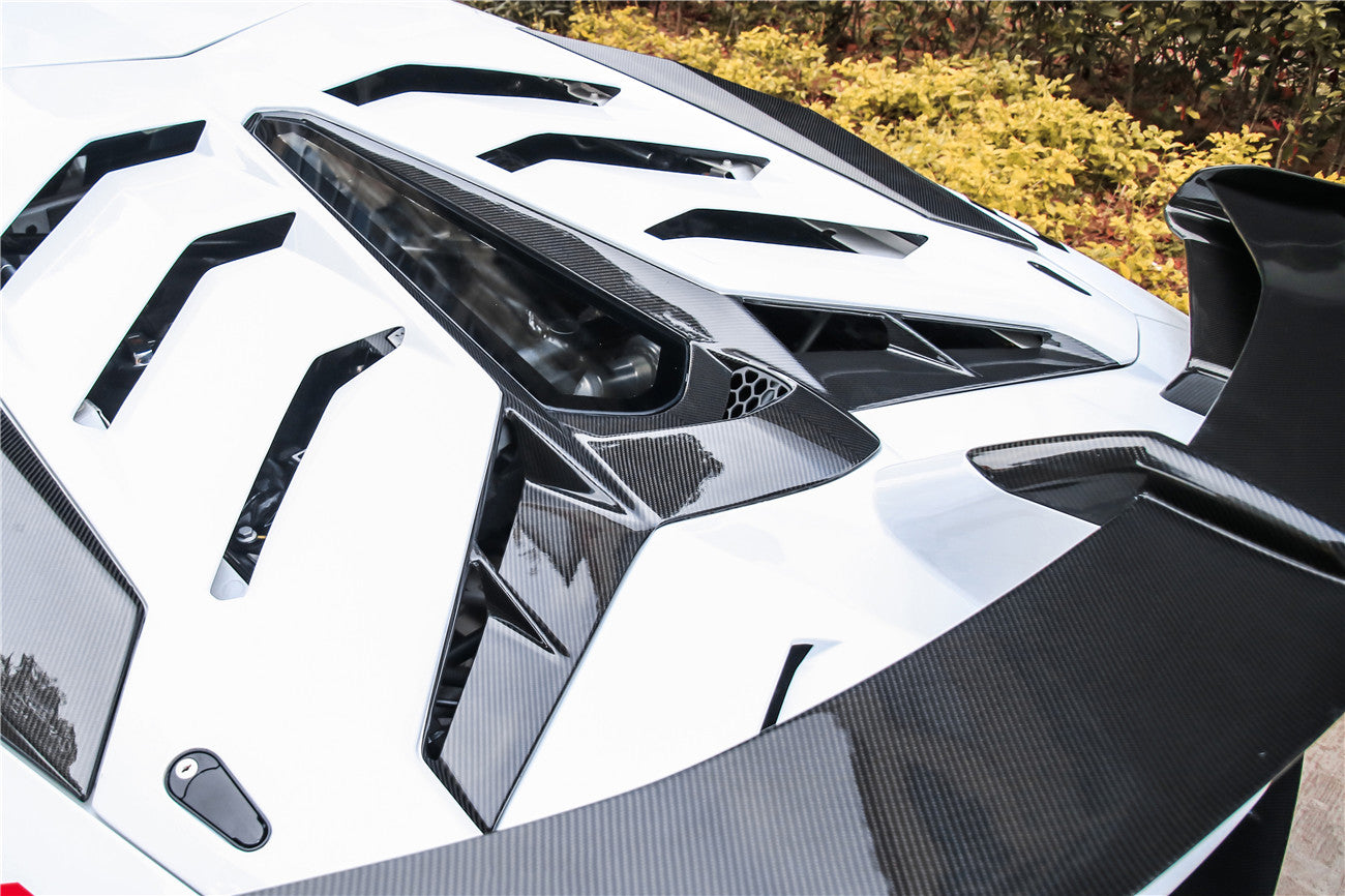 2011-2021 Lamborghini Aventador LP700 LP740 LP750 SVJ Coupe & Roadster SVJ Style Part DRY Carbon Fiber Engine Hood And Wing - Carbonado
