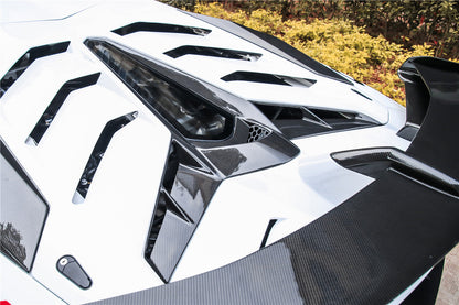 2011-2021 Lamborghini Aventador LP700 LP740 LP750 SVJ Coupe & Roadster SVJ Style Part DRY Carbon Fiber Engine Hood And Wing - Carbonado