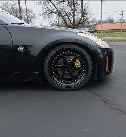 Aodhan DS09 Gloss Black W /Gold Rivets - 19x9.5 +30 / 19x11 +22 5x114.3 (Staggered Set of 4)