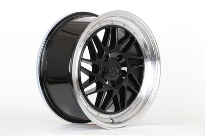 E010 Black Machined Lip 15x8.0 ET30 4.100.114 - Square Set (4 Wheels)