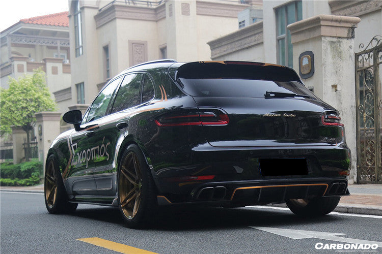 2014-2017 Porshe Macan GTS/Turbo/S ATS Style Carbon Fiber Rear Diffuser w/ Caps - Carbonado
