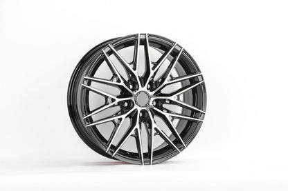 E035 Black Machined Face 18x8.5 ET35 5x114.3 - Square Set (4 Wheels)