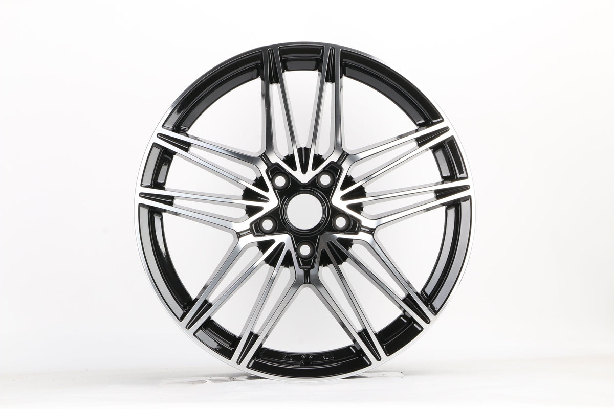 E1024 Black Machined Face 18x7.5 ET35 5x112 – (Square Set of 4)