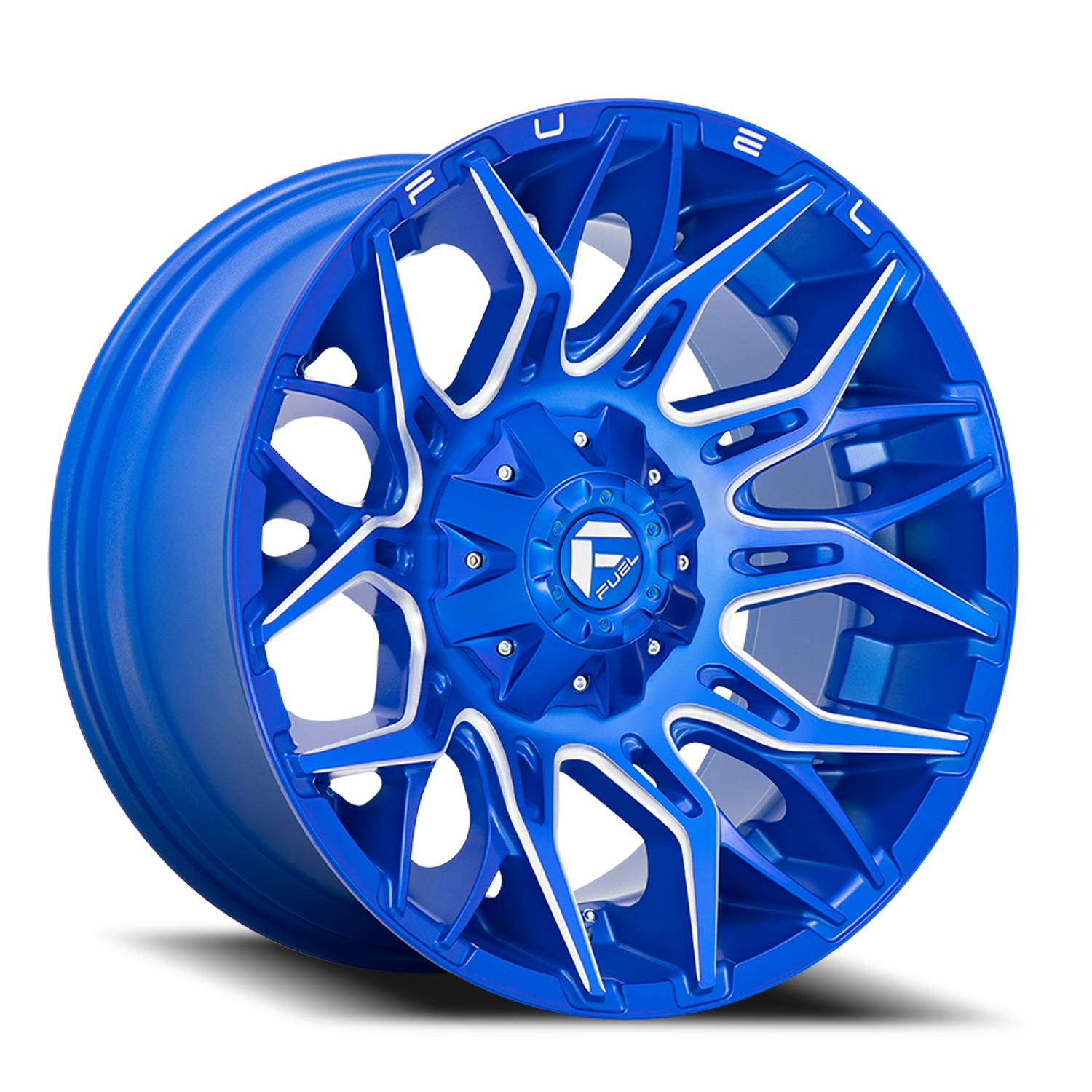 Fuel Off-Road Twitch D770 22x10 -18 8x180mm 124.3mm Anodized Blue Milled