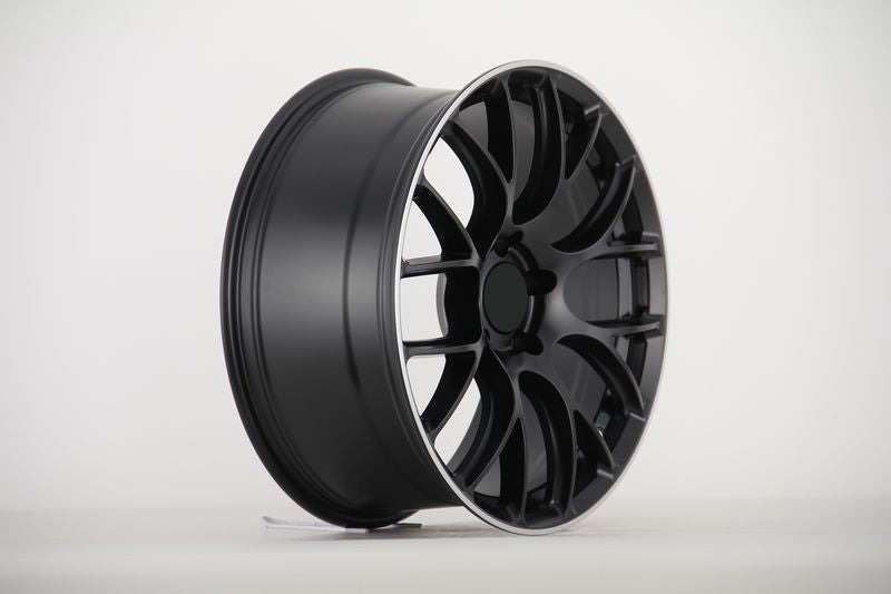 E060 Satin Black Machined Lip 19x8.5 ET40 5.114 - Square Set (4 Wheels)