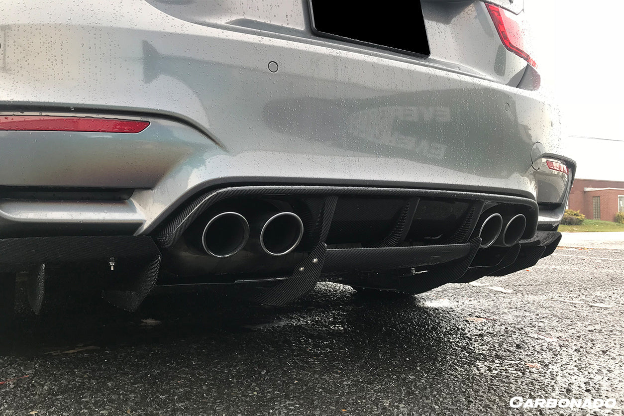 2014-2020 BMW M3 F80 & M4 F82 VA Style Carbon Fiber Rear Diffuser w/ Lip - Carbonado