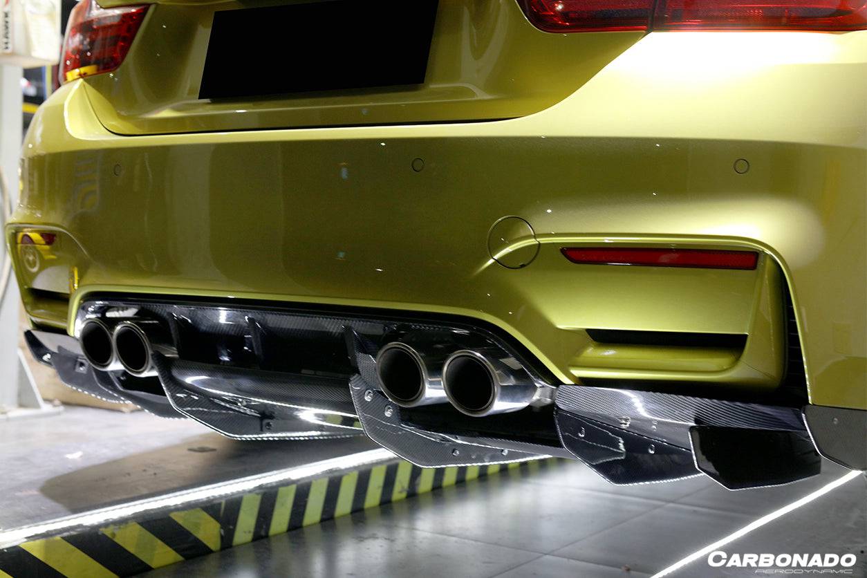 2014-2020 BMW M3 F80 M4 F82 VA Style Carbon Fiber Rear Diffuser w/ Lip - Carbonado Aero