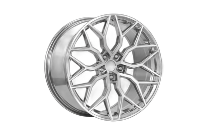 E028 Silver Machined Face 19x8.5 ET35 / 19x9.5 ET35 5x112 — Staggered Set of 4
