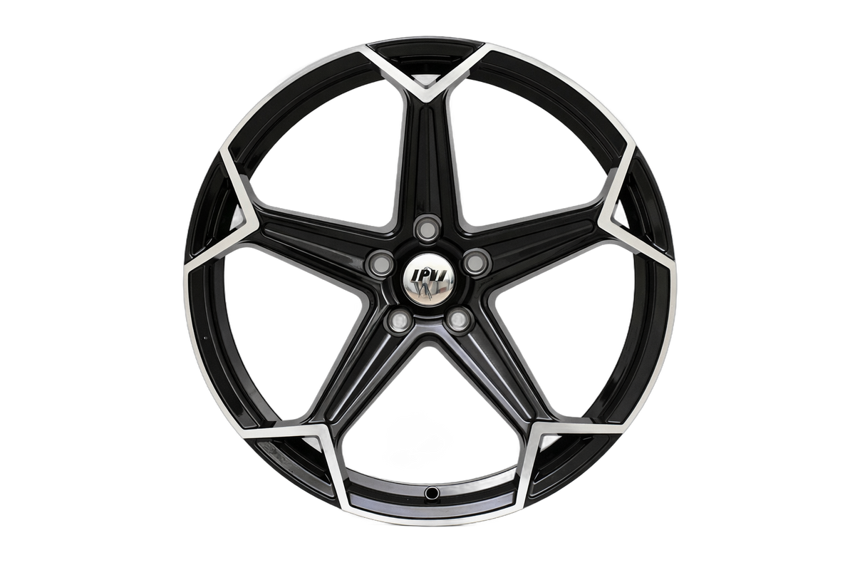 E1005 Black Machined Face 20x8.5 ET30 / 20x9.5 ET35 5x112 — Staggered Set of 4