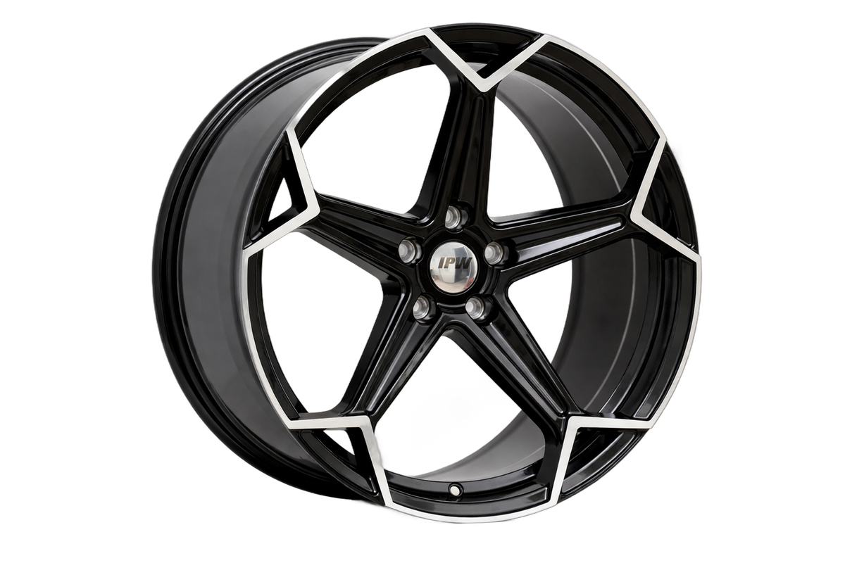E1005 Black Machined Face 20x8.5 ET30 / 20x9.5 ET35 5x112 — Staggered Set of 4