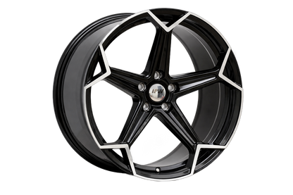 E1005 Black Machined Face 20x8.5 ET30 / 20x9.5 ET35 5x112 — Staggered Set of 4