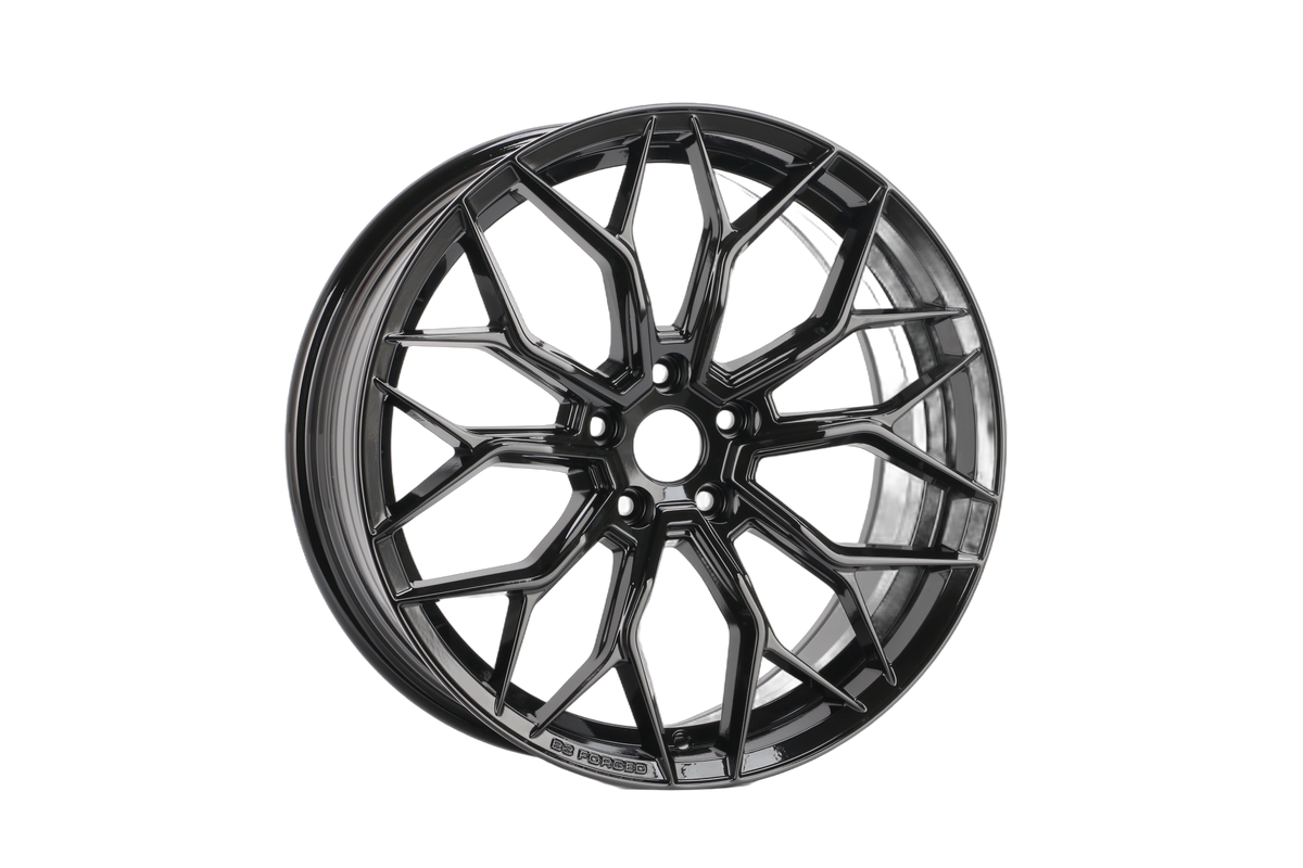 E1201 Gloss Black 19x8.5 ET35 / 19x9.5 ET35 5x114.3 — Staggered Set of 4