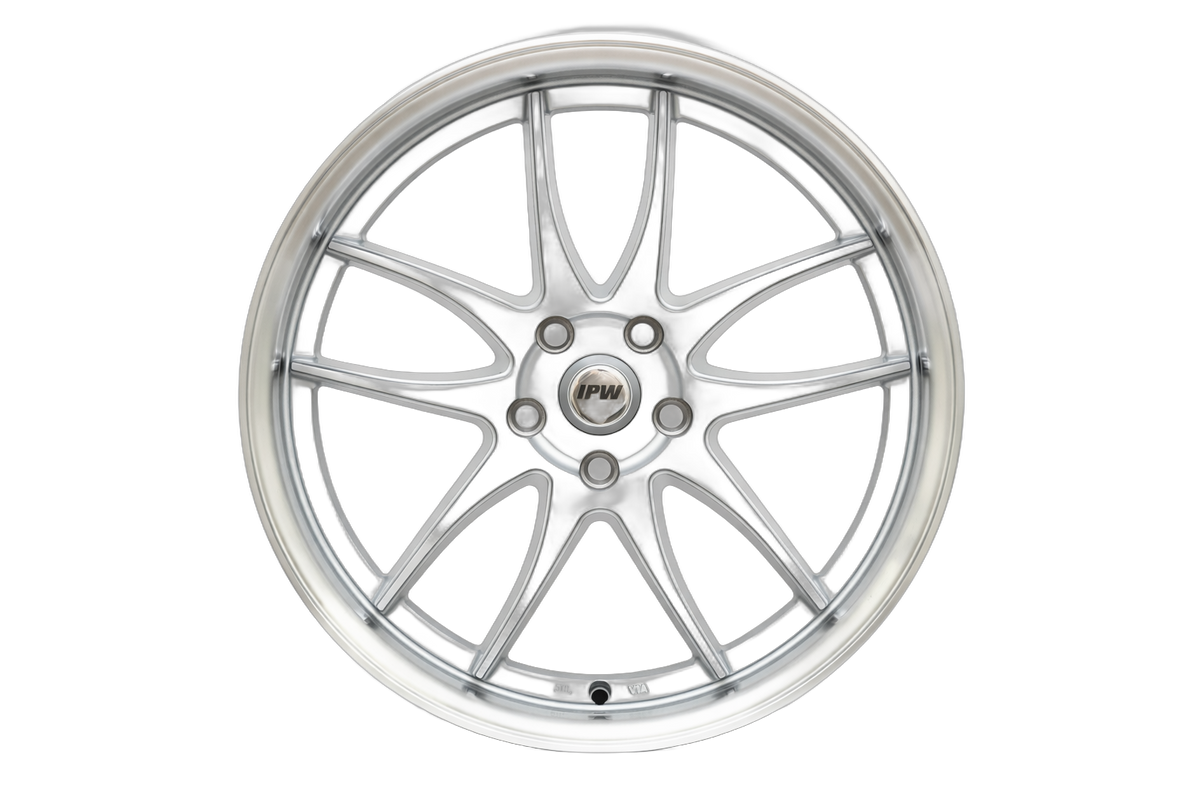 E501 Silver Machined Lip 18x8.5 ET35 / 18x9.5 ET22 5x114.3 — Staggered Set of 4