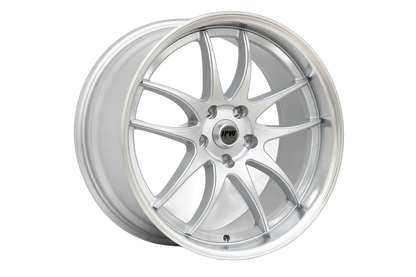 E501 Silver Machined Lip 18x8.5 ET35 / 18x9.5 ET22 5x114.3 — Staggered Set of 4