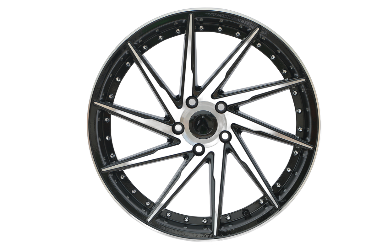 E511 Black Machined Face 19x8.5 ET35 / 19x9.5 ET35 5x112 — Staggered Set of 4