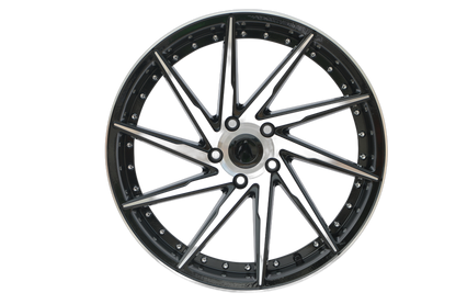 E511 Black Machined Face 19x8.5 ET35 / 19x9.5 ET35 5x112 — Staggered Set of 4