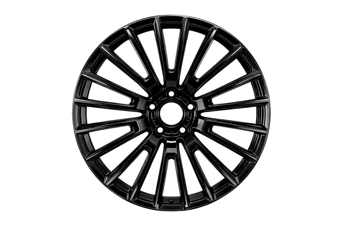 E8001 Gloss Black 22x10 ET42 / 22x11.5 ET45 5x112 — Staggered Set of 4
