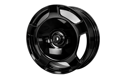 E832 Gloss Black 22x9 ET25 / 22x10.5 ET35 5x112 — Staggered Set of 4