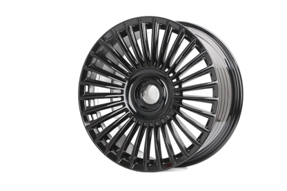 E843 Gloss Black 22x9 ET25 / 22x10.5 ET38 5x120 — Staggered Set of 4