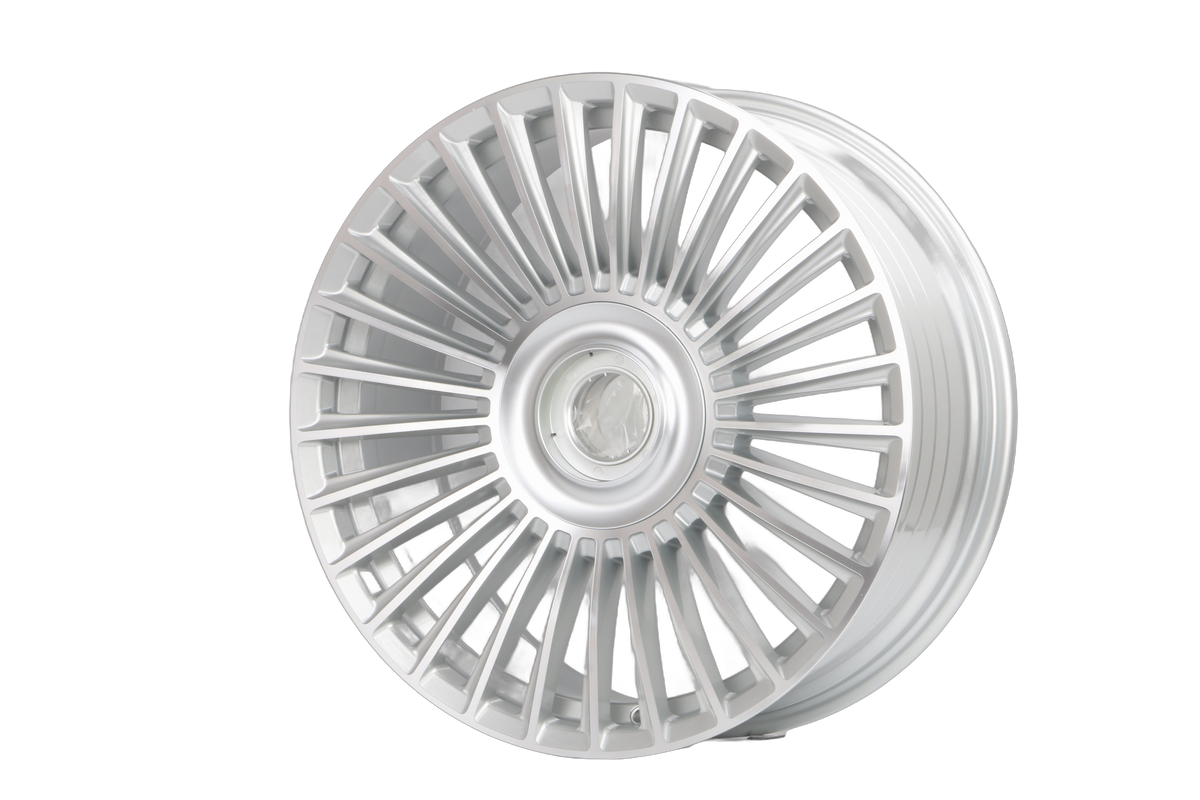 E843 Silver Machined Face 22x9 ET25 / 22x10.5 ET38 5x120 — Staggered Set of 4