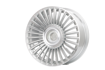E843 Silver Machined Face 22x9 ET25 / 22x10.5 ET38 5x112 — Staggered Set of 4