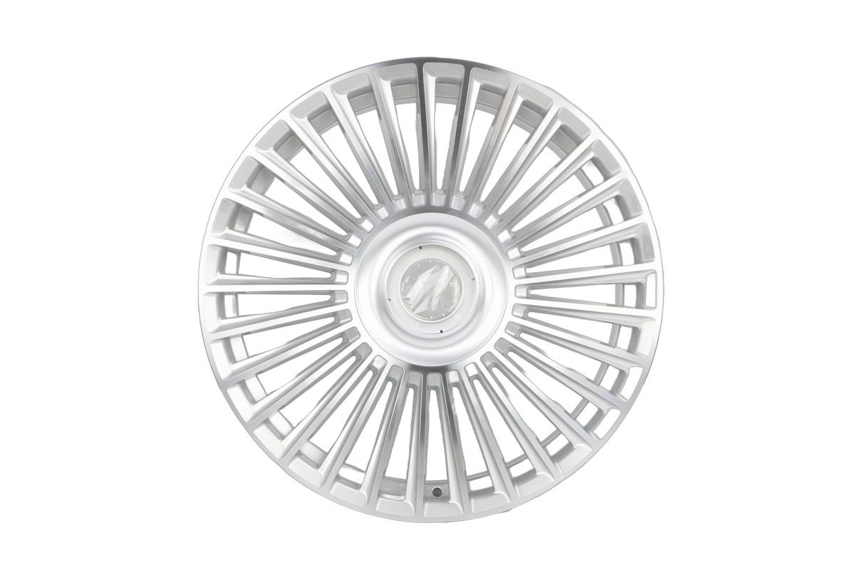 E843 Silver Machined Face 22x9 ET25 / 22x10.5 ET38 5x120 — Staggered Set of 4