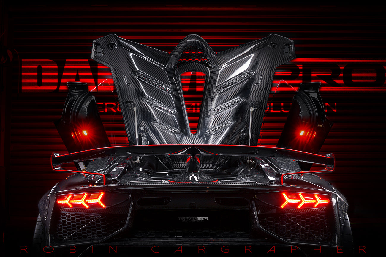 2011-2016 Lamborghini Aventador LP700 Roadster SV-BKSSII Style Engine Hood And Wing - DarwinPRO Aerodynamics