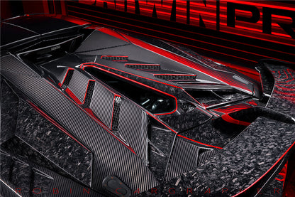 2011-2016 Lamborghini Aventador LP700 Roadster SV-BKSSII Style Engine Hood And Wing - DarwinPRO Aerodynamics