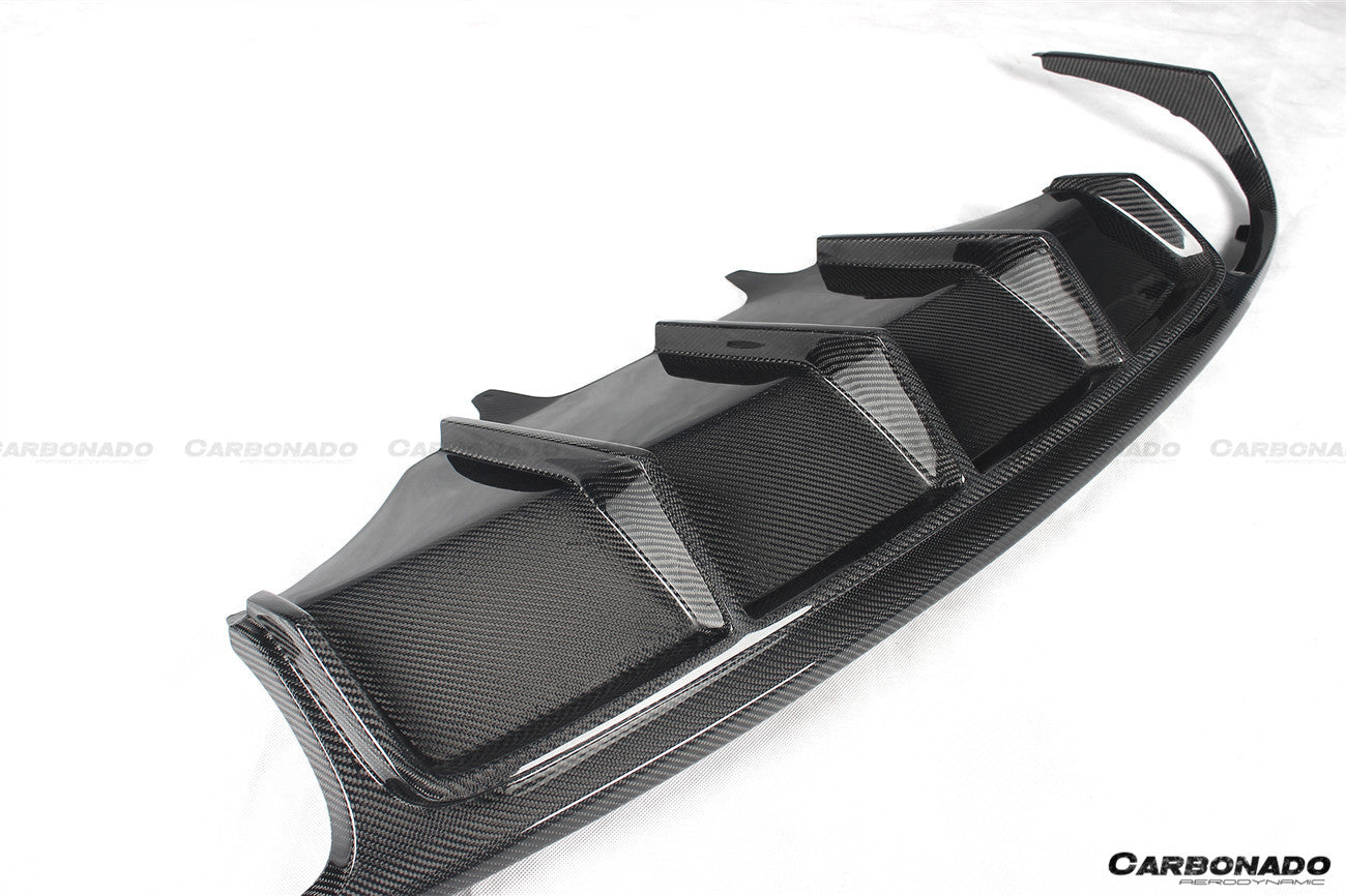 2014-2017 Porshe Macan GTS/Turbo/S ATS Style Carbon Fiber Rear Diffuser w/ Caps - Carbonado