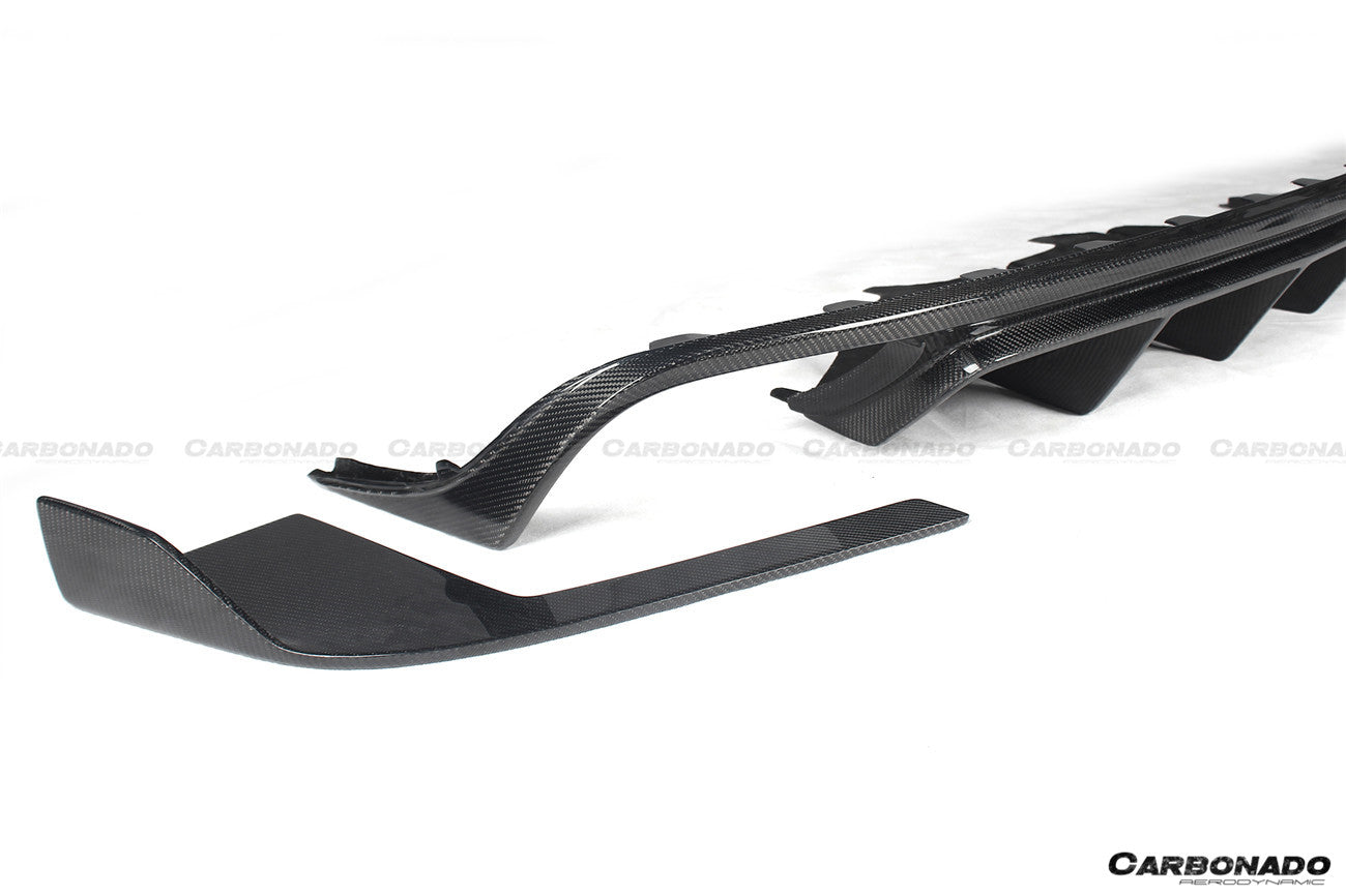2014-2017 Porshe Macan GTS/Turbo/S ATS Style Carbon Fiber Rear Diffuser w/ Caps - Carbonado