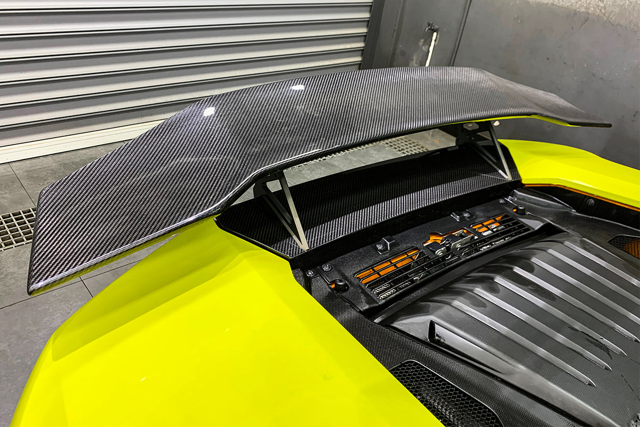 2015-2020 Lamborghini Huracan LP610/LP580 DC Style Carbon Fiber Trunk Spoiler w/ Base - Carbonado