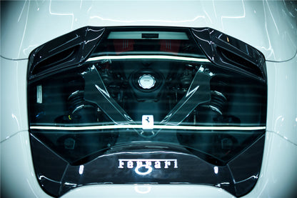 2015-2020 Ferrari 488 Spyder Dry Carbon Fiber Engine Hood With Glass - Carbonado