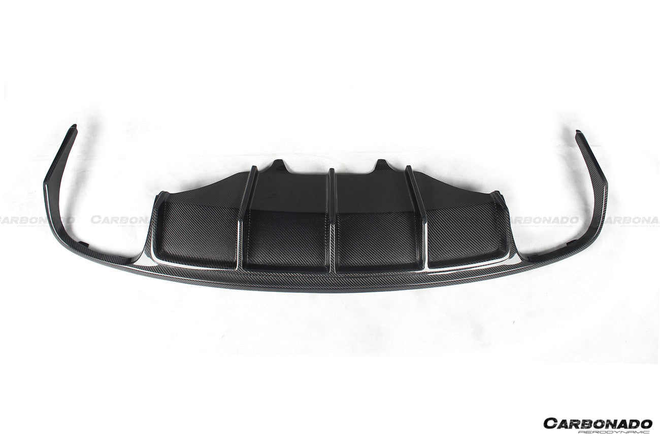2014-2017 Porshe Macan GTS/Turbo/S ATS Style Carbon Fiber Rear Diffuser w/ Caps - Carbonado