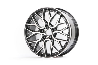 E034 Black Machined Face 18x8.0 ET35 5x112 - Square Set (4 Wheels)
