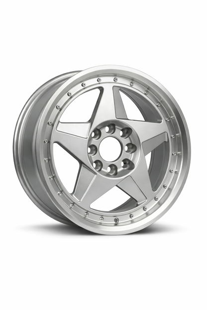 E115 Silver Machined Lip 15x7.0 ET27 4.100.114 - Square Set (4 Wheels)