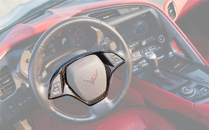 2013-2019 Corvette C7 Z06 Grandsport Dry Carbon Fiber Interior Steering Wheel Cover Trim - DarwinPRO Aerodynamics