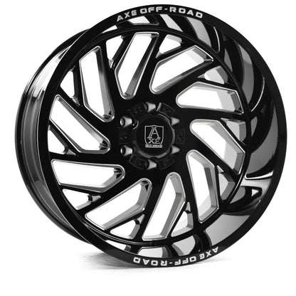 AXE WHEELS ZEUS GLOSS BLACK MILLED 20x10 ET-19 6x135 (Square Set of 4)