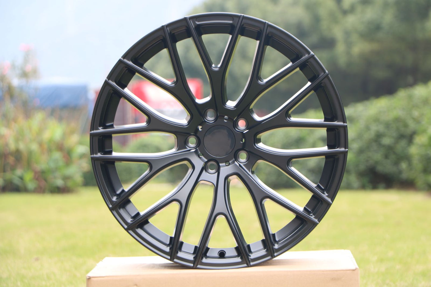 E008 Satin Black 19in Staggered Set 8.5 ET35 / 9.5 ET35 5.120 (4 Wheels)