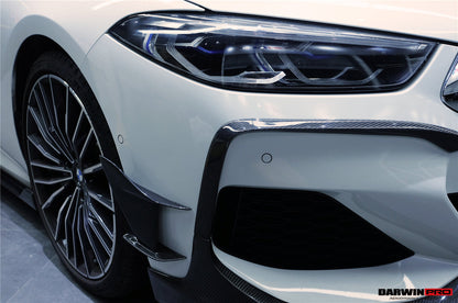 2018-2022 BMW 8 Series G14 Convertible/G15 Coupe/G16 4DR-Gran Coupe 840/850 IMP Style Carbon Fiber Front Bumper Canards - Carbonado Aero