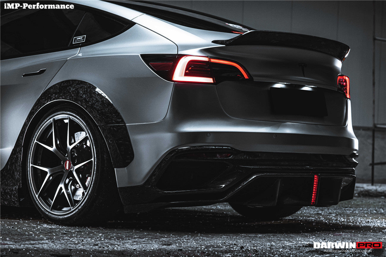 2017-2020 Tesla Model 3 IMP Performance Partial Carbon Fiber Rear Bumper - DarwinPRO Aerodynamics