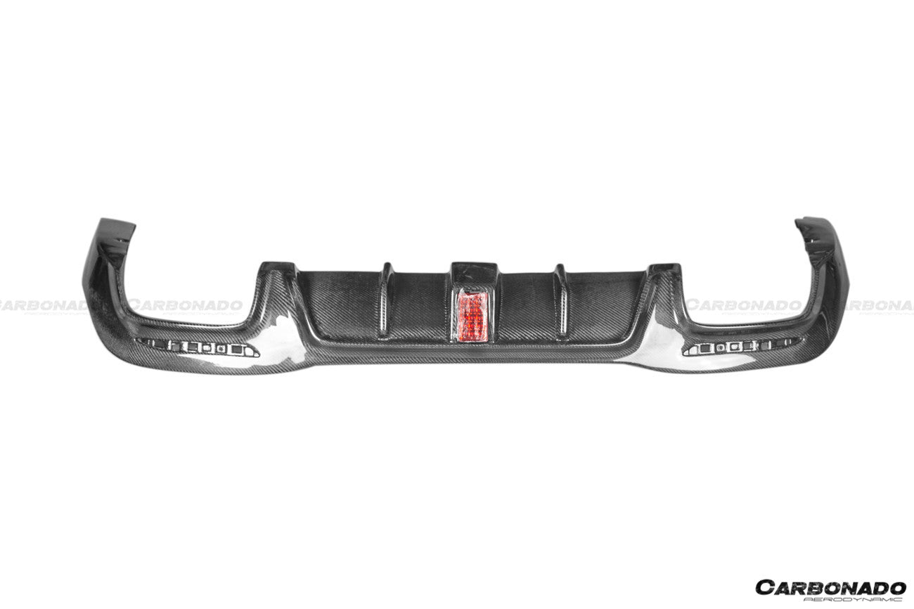 2017-2020 Mercedes Benz S63 W222 Sedan BRS Style Rear Diffuser w/ LED Light and Exhaust Tips - Carbonado