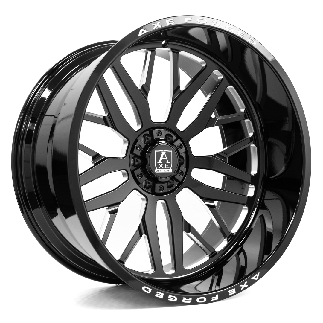 AXE WHEELS AF11 Forged GLOSS BLACK MILLED 26x14 ET-76 6x139 (Square Set of 4)