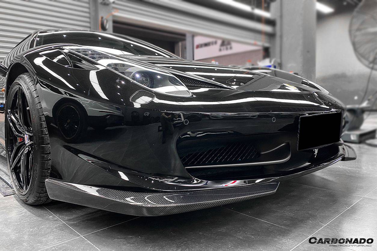 2010-2015 Ferrari F458 Coupe/Spyder AP Style Carbon Fiber Front Lip - Carbonado Aero