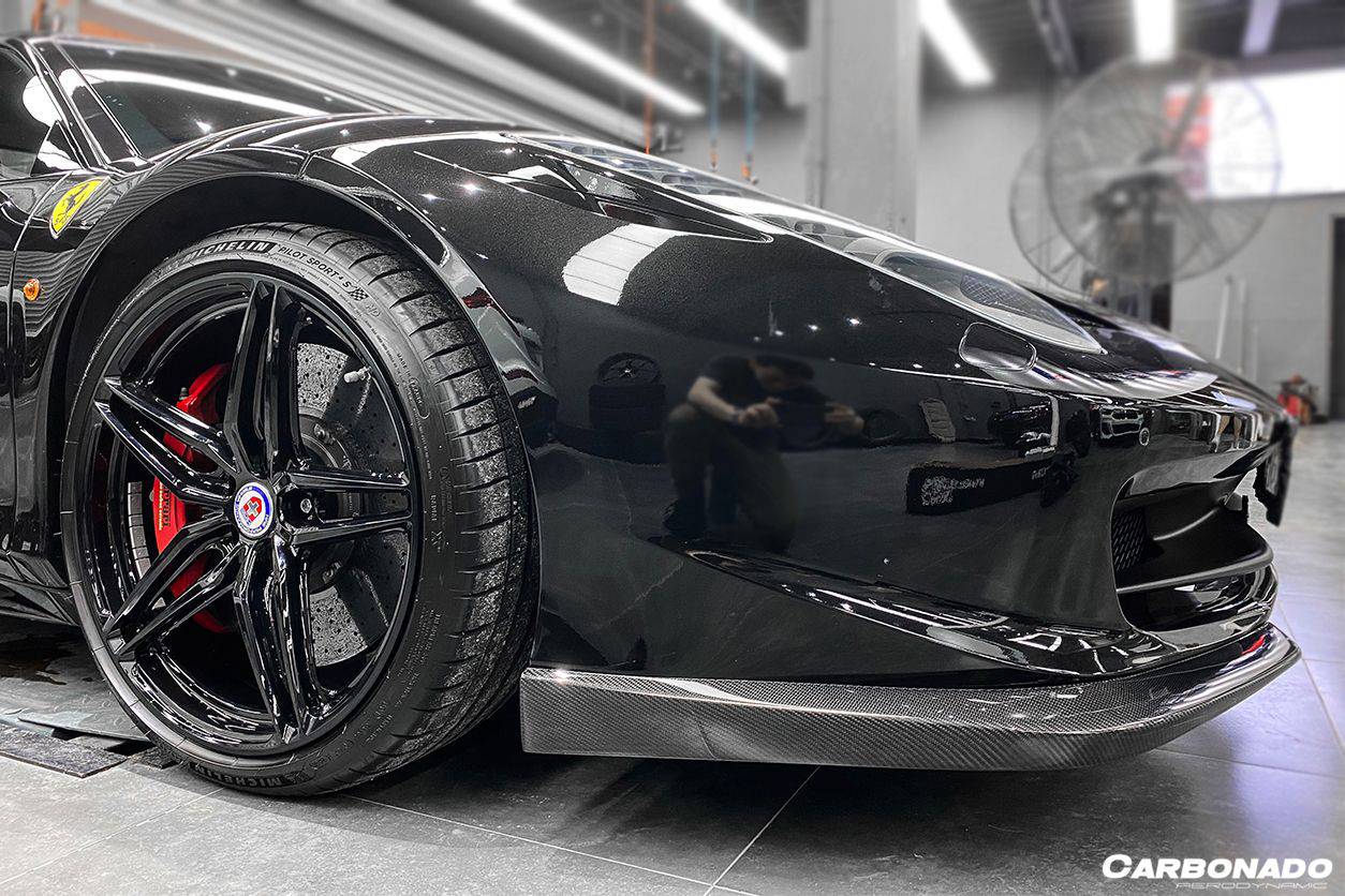 2010-2015 Ferrari F458 Coupe & Spider AP Style Carbon Fiber Front Lip - Carbonado